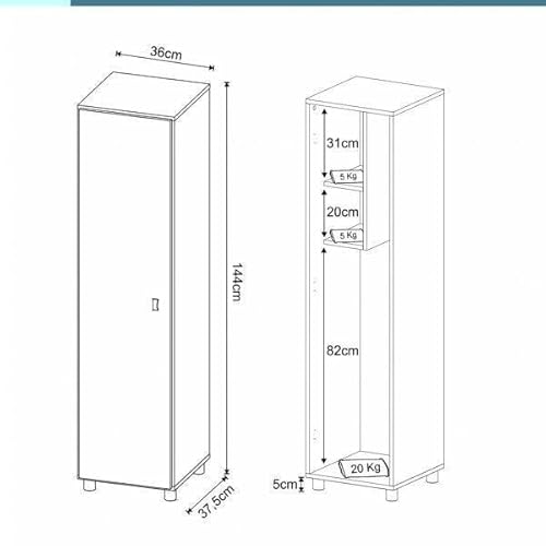Armário Multiuso 1 Porta Tecno Mobili Branco