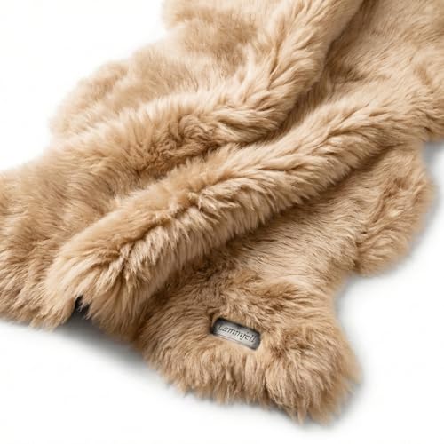 LANAMED Lammfell Hell-Beige 95cm Premium Echtes Fell vom Lamm Schaffell Geschenk-Qualität Besonders Zart und Hautverträglich