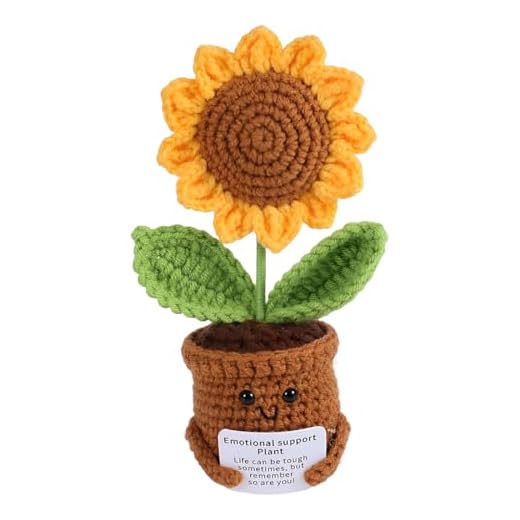 Positive Girasole Idea Regalo Compleanno- Creative Knitted Positive Girasole Doll- Gadget Scrivania Carino Portafortuna, Regali Originali per Laurea Collega Sorella Amica Ufficio
