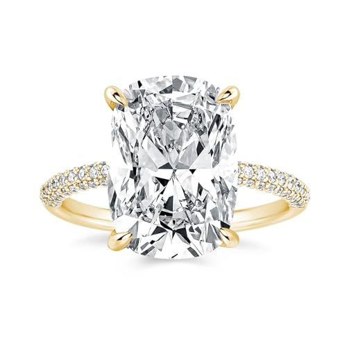 Bague de fiançailles allongée pour femme en argent S925 avec zircone cubique 5A de 4 carats
