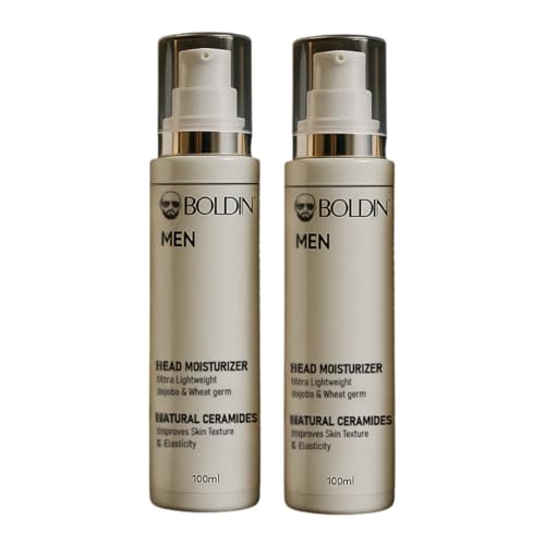 Image of BOLDIN Head Moisturizer: Lightweight Moisturizer for Bald & Shaved Heads | Natural Ceramides & Essential Oils for Scalp, Face & Neck | Restores Skin Barrier - 100ml (Pack of 2)