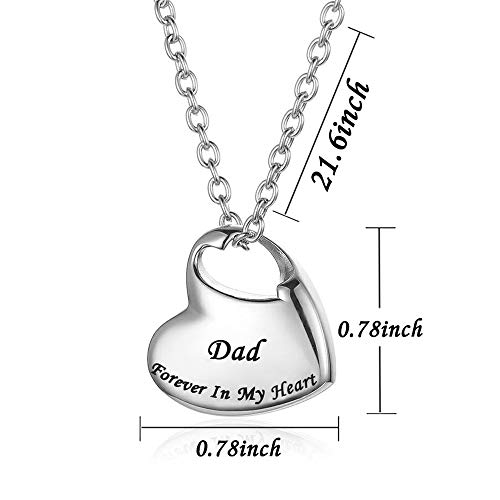 Gisunye Cremation Urn Necklace For Ashes Urn Jewelry, Forever In My Heart Carved Stainless Steel Keepsake Waterproof Memorial Pendant For Mom & Dad With Filling Kit #TOP1
