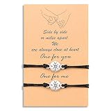 YELUWA Boussole Pinky Promettre Bracelets d'amitié pour Meilleurs Amis, Couple, Famille, Réglable, étanche, Fait à la Main, Cadeaux de Noël, Assortis à Distance de Relation de Cordon pour 2