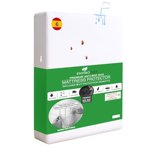 Enviroflex Funda de Colchón con Cremallera 137 x 190 x 40 cm | Protector Impermeable de Colchón | Cubrecolchón Transpirable | Funda Protectora para Cama | Fácil de Usar y Lavar