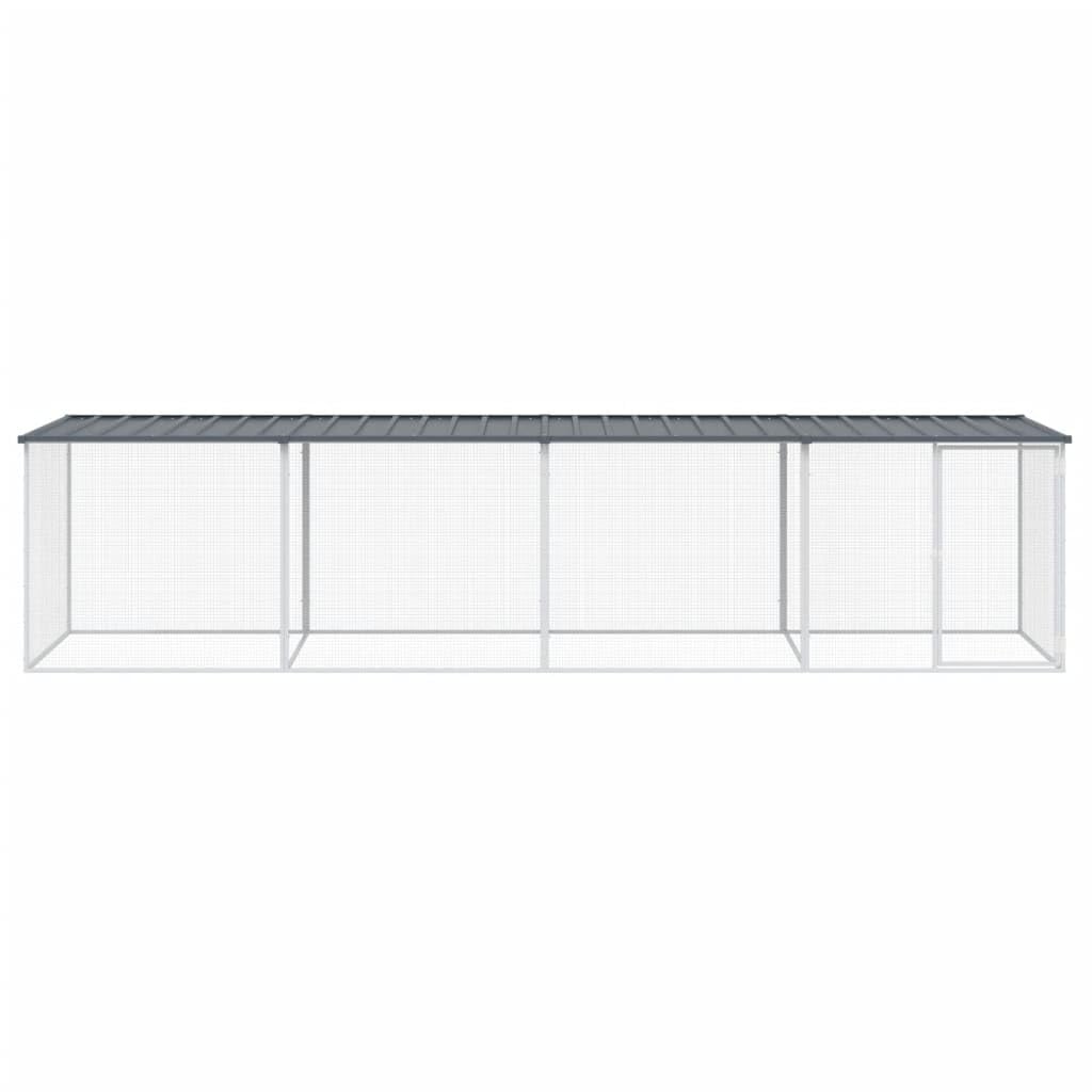 Gabbia per polli con tetto, 403 x 98 x 90 cm, in acciaio zincato