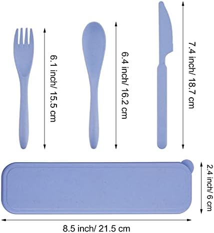 WXJ13 Travel Cutlery Set with Case - Reusable Flatware Set, Food Grade Plastic Spoon Knife Fork Tableware Set,with Storage Case for Kids Adult Travel Picnic Camping or Daily Use