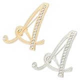 AIVIOI Alphabet Brooch Set, Zinc Alloy Initial Pin, Silver and Gold, 2-Piece, Contemporary Style, 1.96 Inches (A gold+silver)