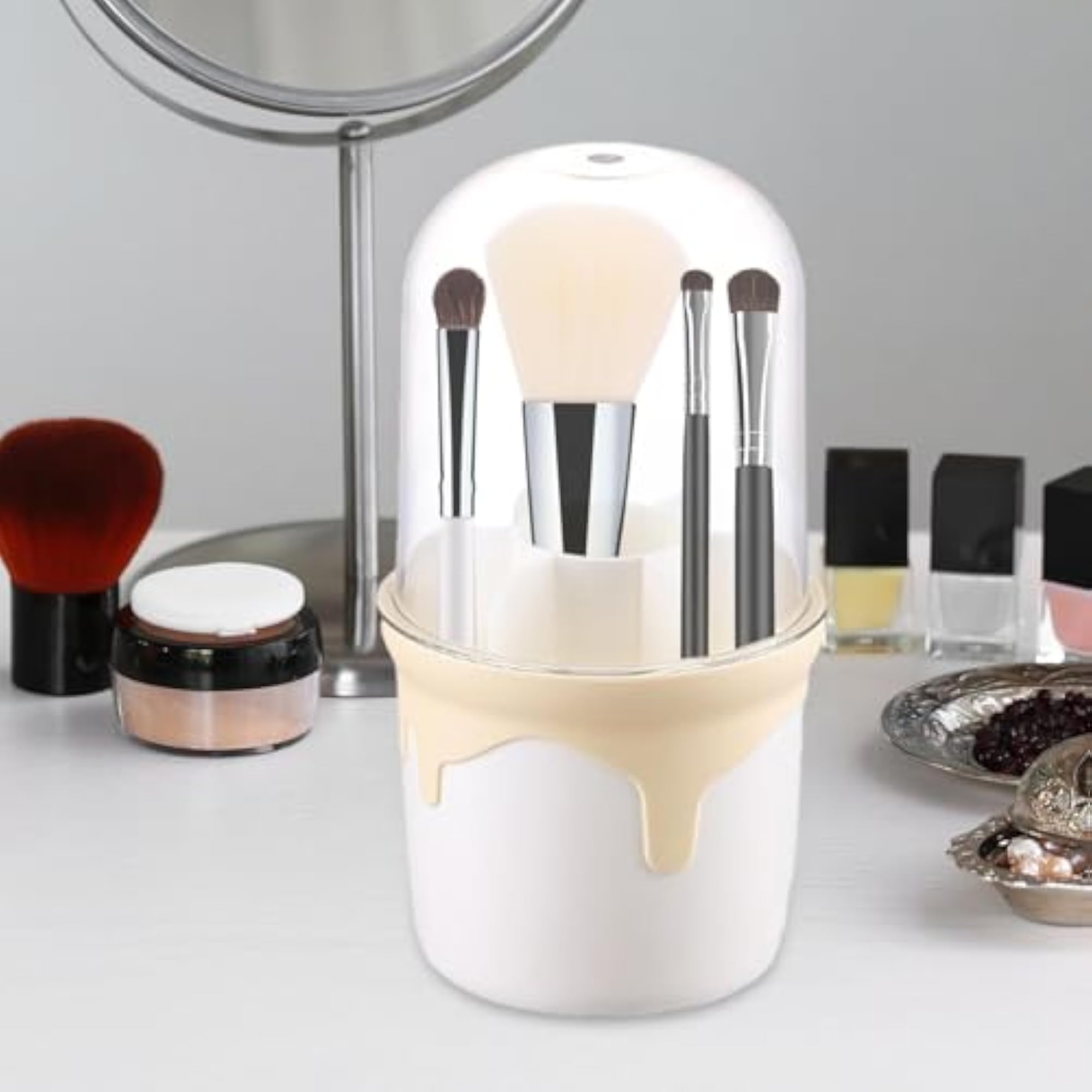 Makeup Brush Organizer Dustproof Storage Box for Home Vanity