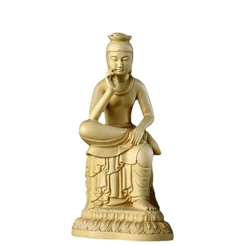 ♥骨董品　木彫り　仏像　木箱付き　仏様　仏具　仏壇　彫刻 木彫り仏像-小仏 【仁王像(金剛力士)】 柘植（つげ） 金泥仕様
