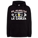 Sudadera Mi Almería sin Cerveza no me entra en la Cabeza Frase para futboleros - Negro, XXL