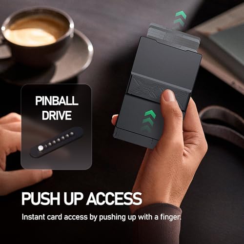 Slim Metal Wallet for Men – RFID Blocking Minimalist Credit Card Holder with Slide-Up Access – Aluminum Wallet Holds 6–8 Cards, Gift for Mens/Father/Boyfriend2