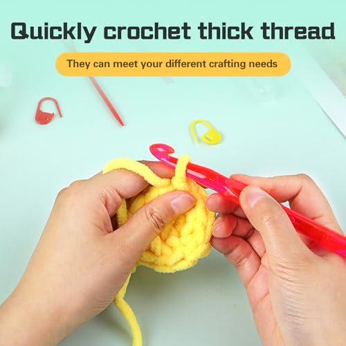 Image of QMNNMA 10 mm Crochet Hook, Large Crochet Hooks for Chunky Yarn | Ergonomic Crochet Hooks for Arthritic Hands, Ergonomic Knitting Needles Crochet Needle for Beginners and Crocheting Yarn