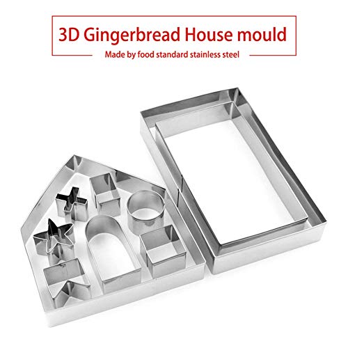 Hemore - Cortador de galletas de acero inoxidable para tartas, galletas y galletas, molde para hornear pastelería, herramienta para hornear tu propio kit pequeño de casa de pan de jengibre
