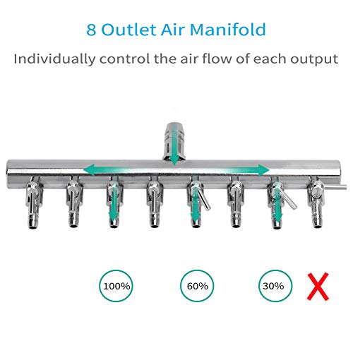 Image of Pawfly 8-Way Aquarium Air Flow Control Lever Valve Chromium Copper Distributor Fish Tank Splitter Pump Accessories