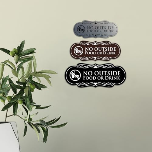 Signs Bylita DSGNOFOD-BLKGL Designer No Outside Food Or Drink Sign thumb #2