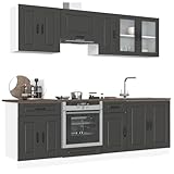 Gecheer 8-TLG. Küchenschrank-Set Kalmar Schwarz Holzwerkstoff, Küchenschrank, Küchenzeile, Vorratsschrank, Geschirrschrank