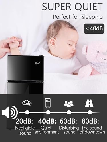 Compact Refrigerator, Double Door Refrigerator with Freezer, 3.8 Cu.Ft Apartment Size Refrigerator with 7 Adjustable Thermostat Suitable for Apartments, LED Lights, Black 7 41aC7lM6caL. AC