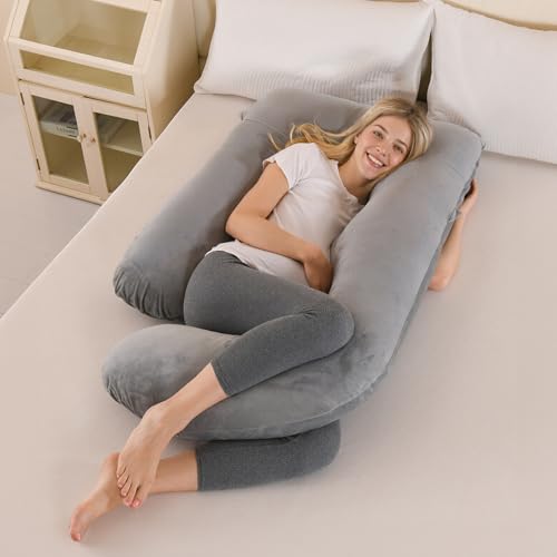 piorlado Pregnancy Pillow Full Body Pillow Maternity Pillow for Side Sleeper Pregnancy Body Pillow for Pregnant Women Suppor Ideal for Back Belly & Hip Relief with Washable Cover (G-shape-S)