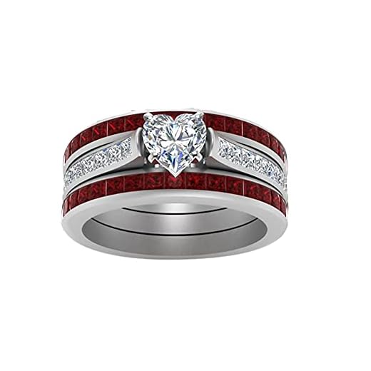 iLH Clearance Rings,Women Fashion Luxury Inlaid Teak Titanium Rings Engagement Wedding Rings Jewelry Gift by (B, 6)
