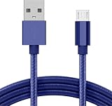 iTechCover Pleciony kabel USB do ładowania/przewód zasilający ładowarki kompatybilny z cyfrowym budzikiem Yissvic YGH-5230 / niebieski / (3 m / 9,9 ft)