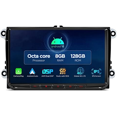 XTRONS Android 12 Car Stereo for VW Volkswagen EOS Golf, Octa Core 8GB+128GB Car Radio 9" QLED IPS Touch Screen GPS Navi Built-in DSP Bluetooth Car Auto Play 4G LTE RDS Radio support DAB+ TPMS AHD CAM Cover
