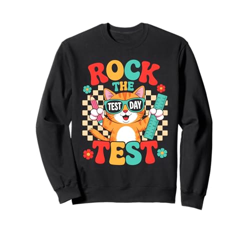 Rock The Test Day Motivational Cat Sudadera