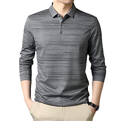 Polo à manches longues de luxe coupe ajustée, l'élégance classique masculine en bleu et gris