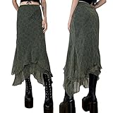 Womens Aesthetic Graphic Print Bodycon Midi Skirts High Waist Vintage A-line Long Pencil Skirt Y2K Retro Streetwear