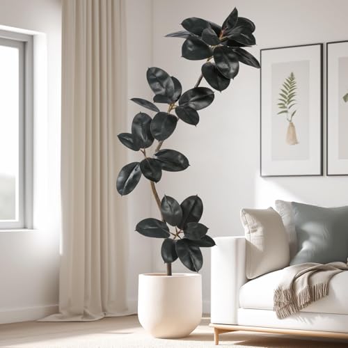 Bailikang 5.2ft Artificial Rubber Tree Faux Plants Indoor Faux Floor Artificial Trees Indoor,Fake...