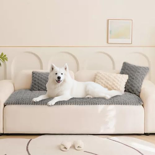 Couch Cover for Dogs Washable Non-Slip Fuzzy Dog Sofa Covers Pet Couch Covers for Sofa Couch Cushion Covers Sofa Slipcovers Couch Cover Protector Pets Mat Dog Bed Mats (Dark Gray, 27.6" x 70.9")