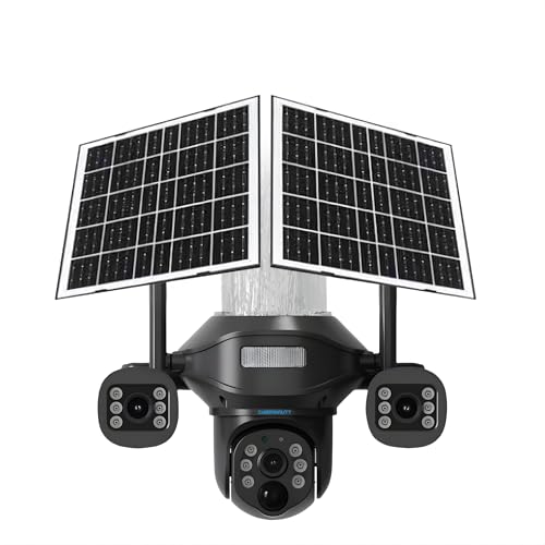 Image of XUGA - Cybernautt X11U-V1 Dual Solar 18MP 3 Lens PTZ Solar 4G Sim Outdoor CCTV Camera with 3 View | 360 | Night Vision | Motion Detection| 2 Way Audio | Use Air-tel 4G Sim