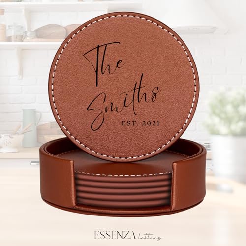 Set of 6 Leather Coasters