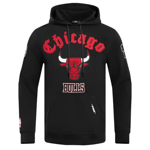 Pro Standard Men's NBA Chicago Bulls Old English Fleece Pull Over Hoodie Black S