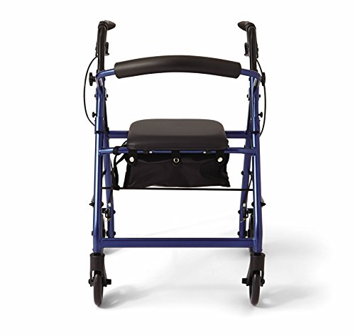 Medline Aluminum Rollator Walker With Seat, Folding Mobility Rolling Walker Has 6 Inch Wheels, Blue #TOP4