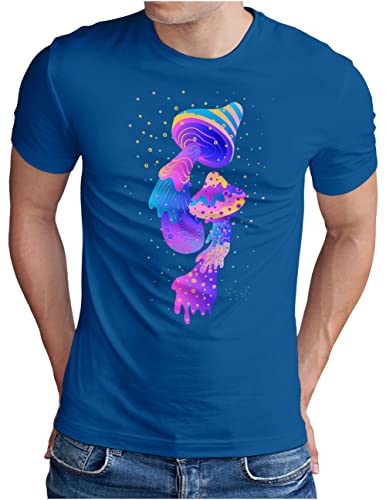 T-shirt Shrooms Trip II OM3 grand taille homme vêtement bleu roi