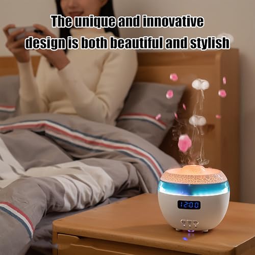 Humidificateur volcano et diffuseur d'huile essentielle blanche 300 ml avec télécommande