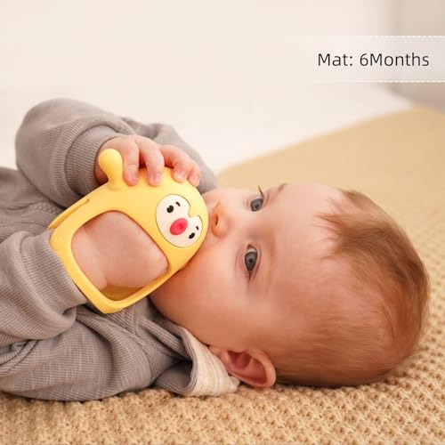 Image of Penguin Buddy Never Drop Silicone Baby Teething Toy for 0-6month Infants, Baby Chew Toys for Teething Pain Relief, Hand Teether for 3-6Months,Gum Massager for Babies (Yellow)