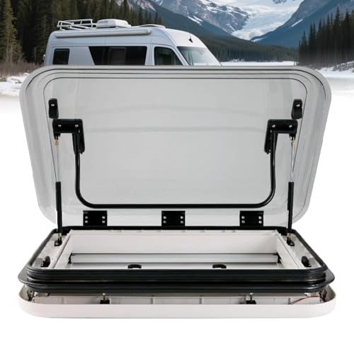 UORDBY Large Caravan RV Skylight,Camper Roof Window Aluminum Alloy Frame,RV Caravan Roof Window Hatch With LED light,for Truck Motorhome Roof Sunroof Fit 500 * 500mm