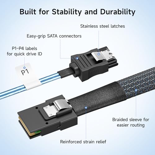 Cable Matters Internal Mini SAS to SATA Cable 1.6 Feet (SFF-8087 to SATA Forward Breakout) by Cable Matters - Image 4