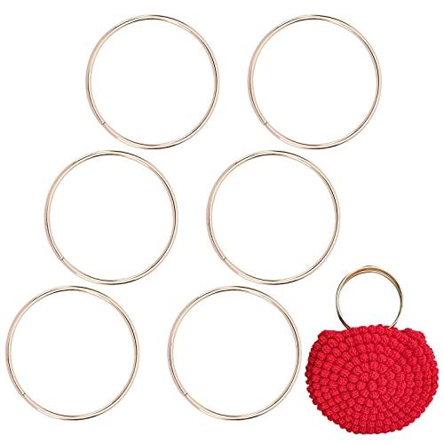 CHGCRAFT 6Pcs Round Metal Purse Handles, Replacement Handles for DIY Bag Purse Handbags Totes Clutch Making, Golden, 110.5×4mm