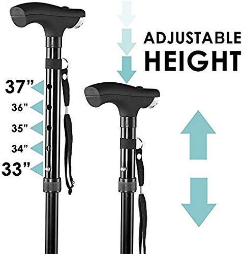 Image of Aluminium Alloy Handle Dependable Professional LED Light Folding Walking Stick for Old Gentleman, Walking Sticks for Old People