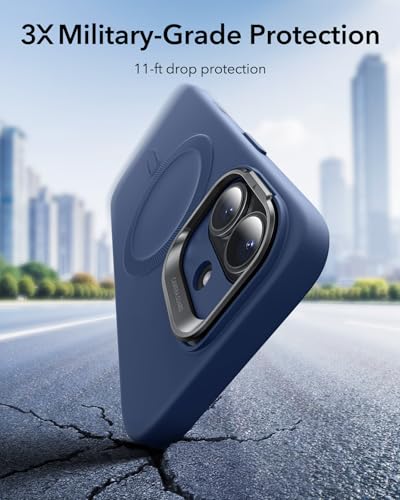 Coque silicone iPhone 17 compatible MagSafe antichute bleu ESR - 5