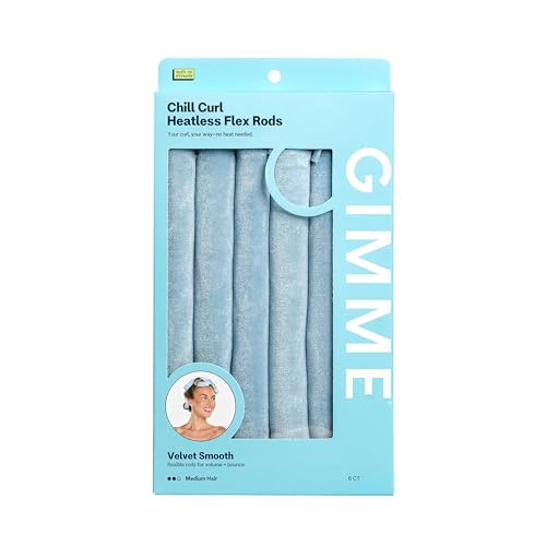 Gimme Beauty Chill Curl Heatless Flex Rods - Gentle & Bendable Hair Rods for Overnight Curls - Bouncy Waves with a Frizz-Free Finish - Snap Closure for Secure Hold - Medium Hair 6 Count