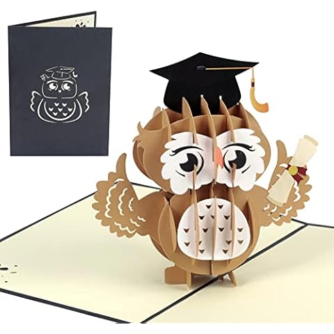 Tarjeta felicitación graduación desplegable búho 3D Cover