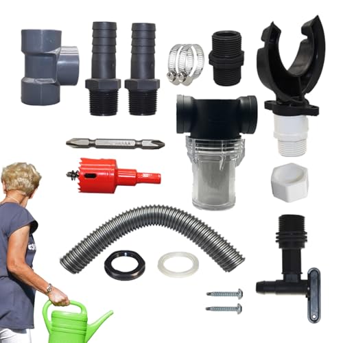 Kit connettore per barile di pioggia - Deviatore efficiente per la raccolta 'acqua piovana | di Cattura da Grondaie con Filtri, Tubi e