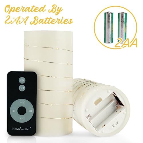 Bemoment Battery Operated Led Candles - Flameless Candles With String Lights And Remote, Flickering Candles With Timer, Table Electric Candle Set Of 2, For Bedroom, Wedding, Home Decor #TOP5