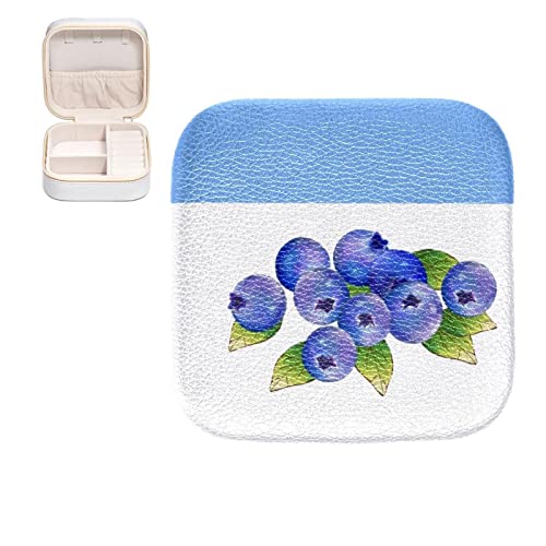 RODAILYCAY Blueberry Boîte à bijoux pour colliers, boucles d'oreilles et bagues en cuir synthétique