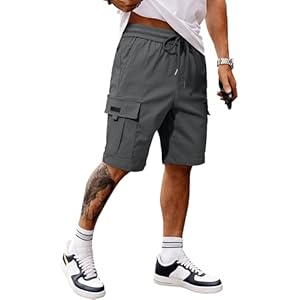 JMIERR Cargo Shorts Herren Kurze Hosen Herren Bermuda Shorts mit Gummizug Leicht Sommershorts Elastische Taille mit Taschen