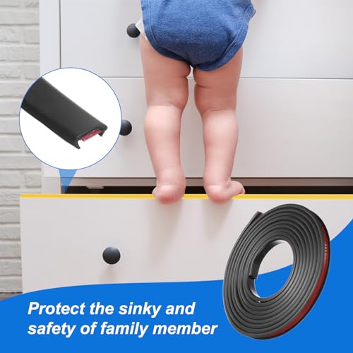 Image of uxcell U-Shape Edge Banding, 9.8ft x 9mm TPE Self-Adhesive Veneer Edging, Plywood Edge Trim Flexible Furniture Edge Protector for Countertop Cabinet Shelf Repair Restoration (Black)