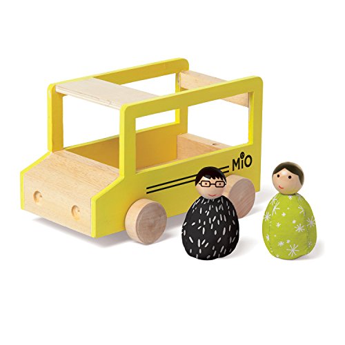 Manhattan Toy MiO Wooden Toy School Bus and Dolls Set - 3 Piece Imaginative Play Kit